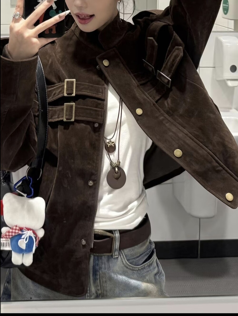 Retro Patchwork Design Imitation Suede High-End Jacket for Men And Women - Picture 2 of 3